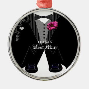 Rond Argenté Best Man Tuxedo Mariage Ornement de vacances