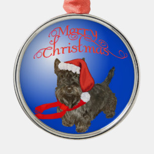 Rond Argenté Ornement de chien Scottie
