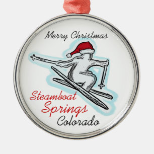 Rond Argenté Ornement de skieur de Steamboat Springs le