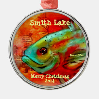 Rond Argenté Ornement "lac de Noël de 2014 poissons smith "