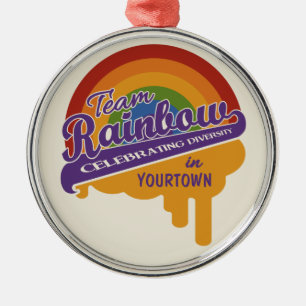 Rond Argenté Ornement personnalisé de l'équipe Rainbow