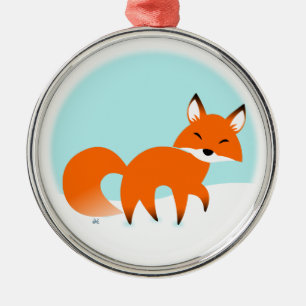 Rond Argenté Ornement Red Fox