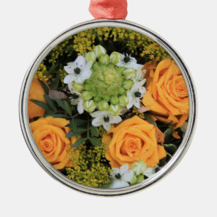 Rond Argenté Ornement rose jaune