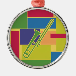 Rond Argenté Ornement Trombone Colorblocks