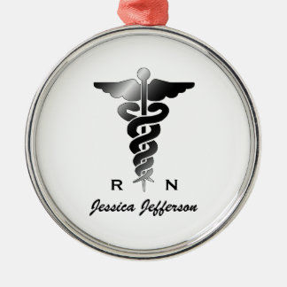 Rond Argenté Personnalisé : Ornement d'infirmier autorisé