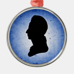 Rond Argenté "Silhouette homme sur bleu" ornement