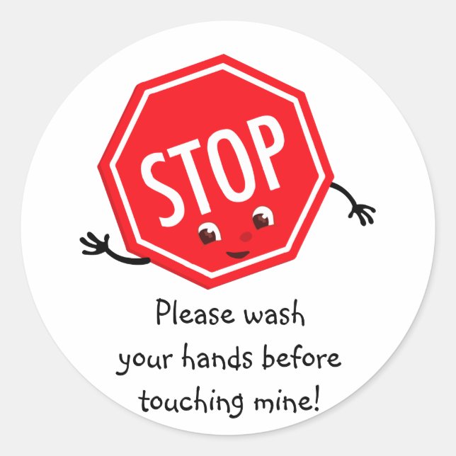 Rond Arrêter S'Il Vous Plaît Laver Sticker (Devant)