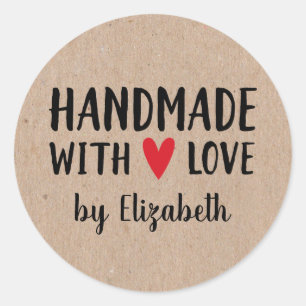Rond Artisanat Kraft Personnalisé Avec Sticker Amour