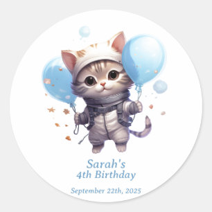 Rond Astronaut de chat pour enfants : Sticker de fête d