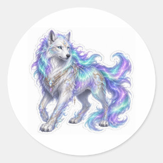 Rond Aurora Wolf Sticker