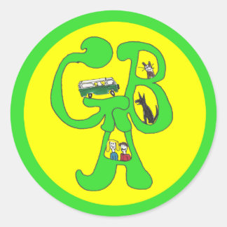 Rond Aventures de bus vert - Sticker - Lettres et dessi