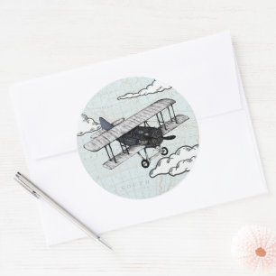 Rond Avion vintage Sticker pour le sceau de l'envelop