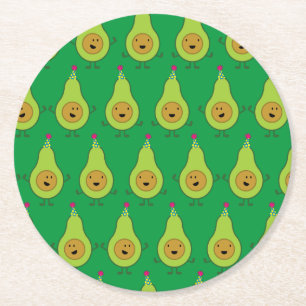 Rond Avocado Cute 1er Dessous de verre de fête d'annive