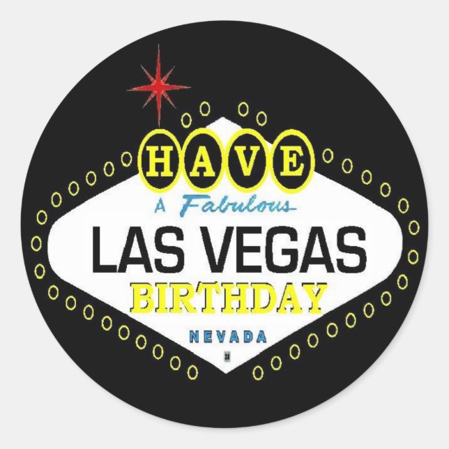 Rond Ayez Un Sticker D'Anniversaire De Las Vegas Fabule (Devant)