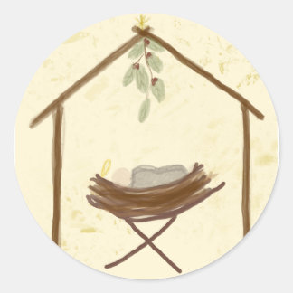 Rond Baby in a manger sticker