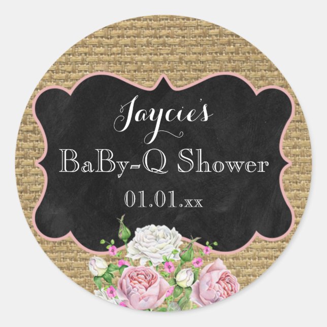 Rond BaBy-Q Douche Burlap Mason Jar Circle Sticker (Devant)