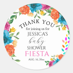 Rond Baby shower Fiesta Floral Party Favoriser Sticker