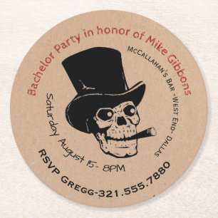 Rond Bachelor Dessous de verre papier Invitation