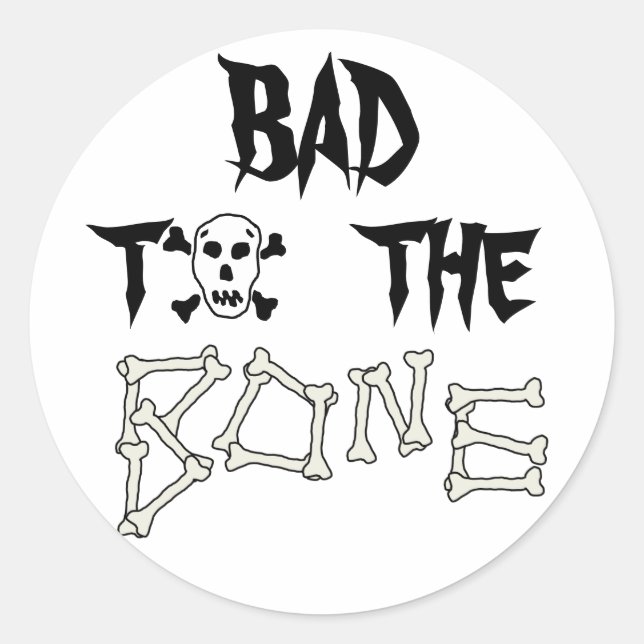 Rond Bad To Bone Skull Sticker (Devant)