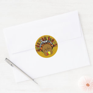 Rond Baguette caricature Thanksgiving Turquie Sticker