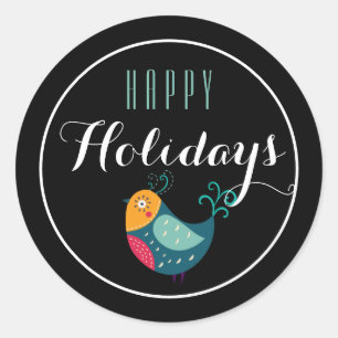 Rond Baguette colorée Happy Holiday Sticker