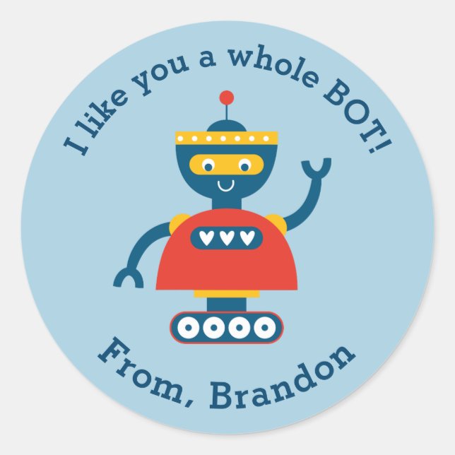 Rond Baguette Robot Sticker de jour pour les petits Val (Devant)