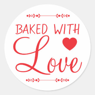 Rond Baked With Love Baked Produit Sticker