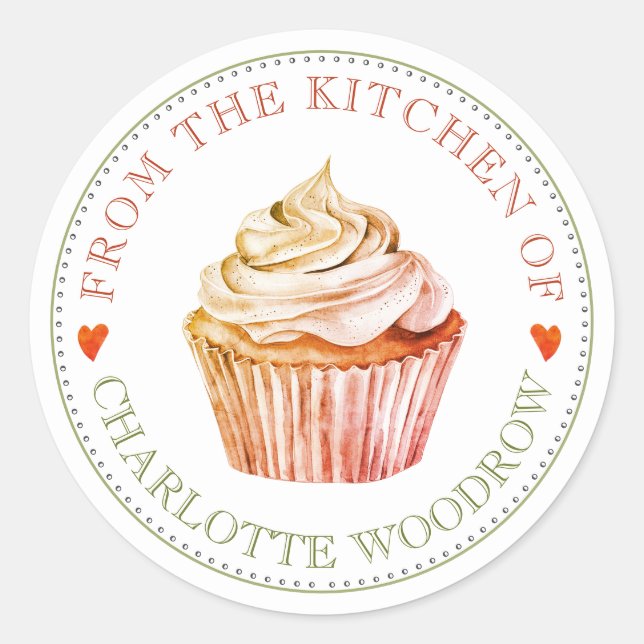 Rond Baker Pastry Chef Cupcake Food Label Sticker (Devant)