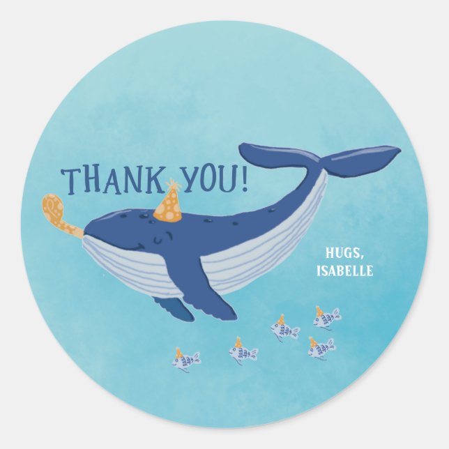 Rond Baleine d'un Sticker Merci Time Party (Devant)