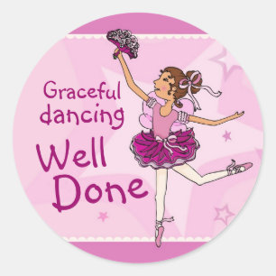 Rond Ballerina sticker de danse gracieuse brunette/rose