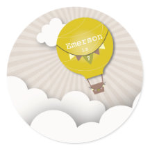 Ballons à air chaud jaune Anniversaire Sticker