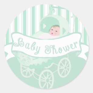 Rond Bannière Vintage Bébé Garçon Douche Sticker