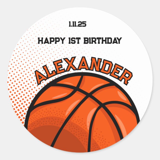 Rond Basket-ball Anniversaire Bash Sticker (Devant)