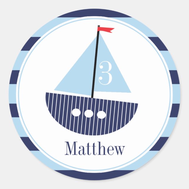 Rond Bâtiment à voile nautique pour enfants Sticker d'a (Devant)