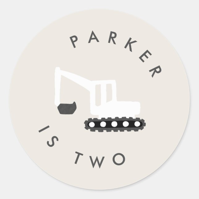 Rond Bâtiment Digger Anniversaire Partie Sticker minima (Devant)