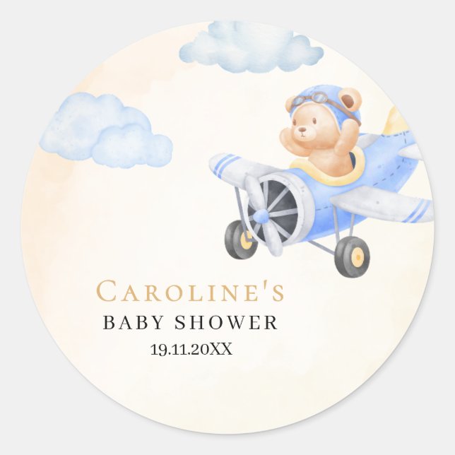 Rond Bearly Wait Flying Bear & Cloud Round Sticker (Devant)