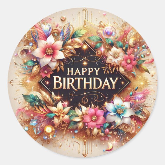 Rond Beau design dynamique Sticker d'anniversaire (Devant)