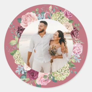 Rond Beau Rose Spray Mariage photo Sticker