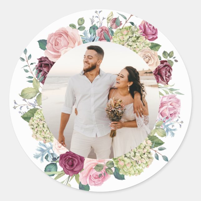 Rond Beau Rose Spray Mariage photo Sticker (Devant)