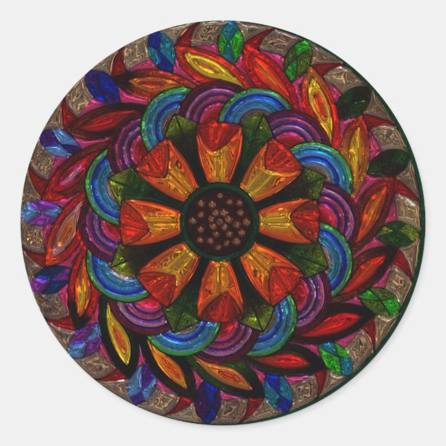 Rond Beau Sticker Mandala coloré (Devant)