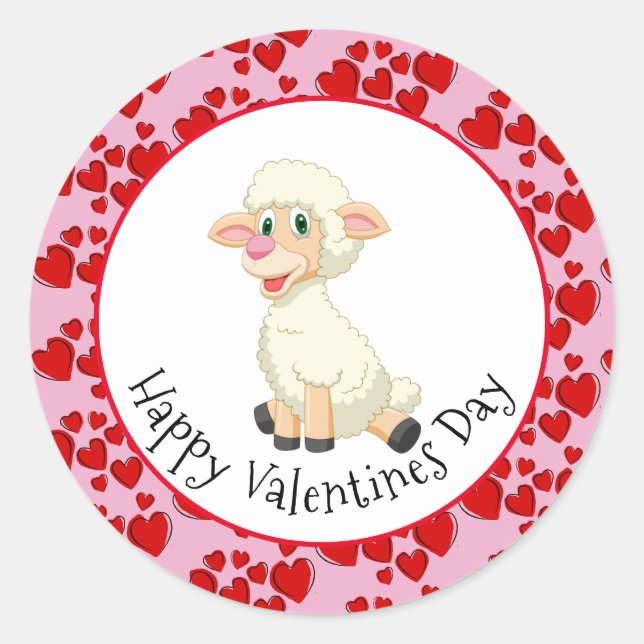Rond Bébé Agneau Et Coeur Sticker (Devant)