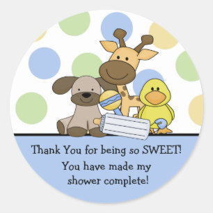 Rond Bébé Animaux Baby shower Sticker Merci