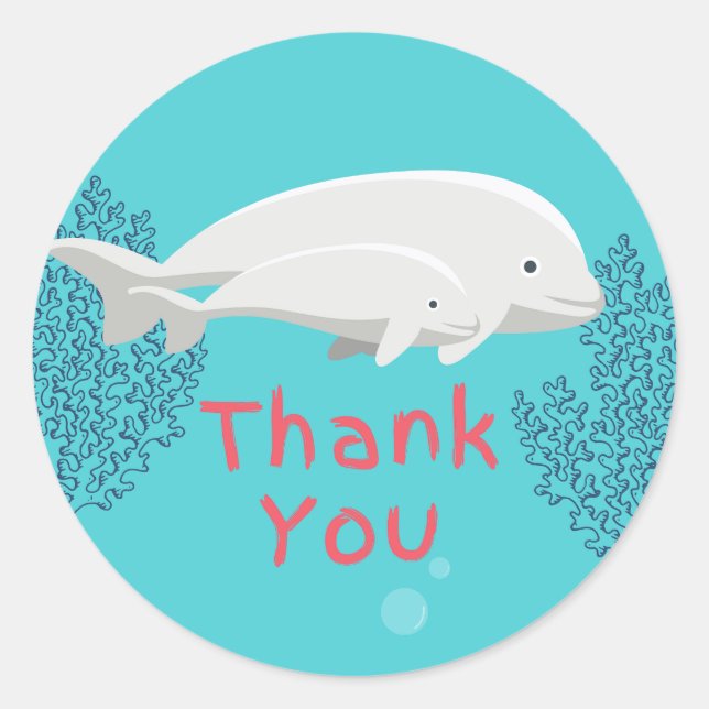 Rond Bébé Beluga Merci Sticker (Devant)