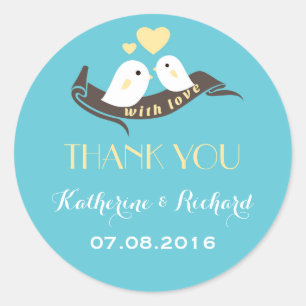 Rond Bébé Bleu Jaune Inséparables Mariage Favor Sticker
