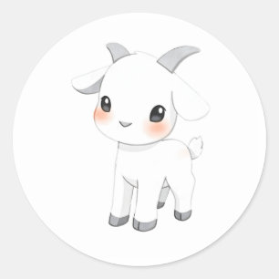 Rond Bébé chèvre Kid Aquarelle Art Sticker