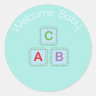 Rond Bébé de bienvenue Blocs Bleus Sticker