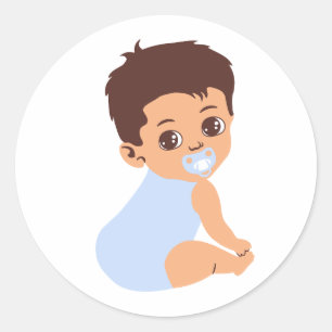 Rond Bébé garçon en Bleu Romper Sticker Cutout