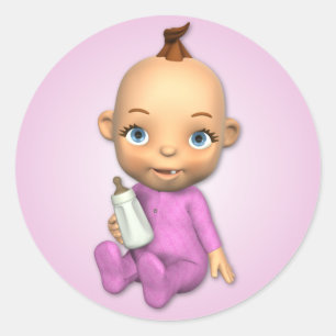 Rond Bébé Girl Toon Sticker