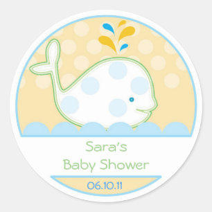 Rond Bébé Invitation ou Favoriser Sticker - Bébé balein