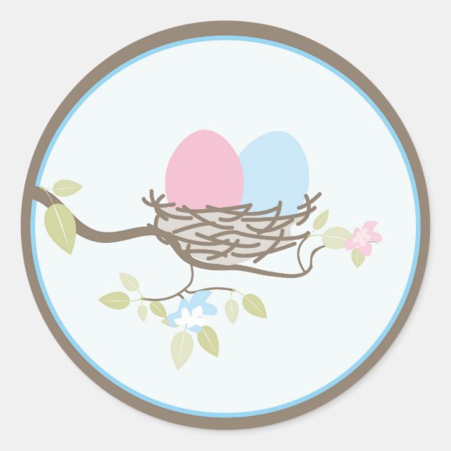 Rond Bébé Invitation ou Sticker préféré - Oeufs jumeaux (Devant)